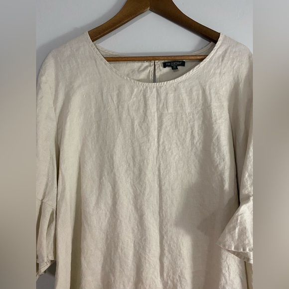 Cynthia Rawley - Tan Linen Ruffle Blouse - Picture 5 of 12